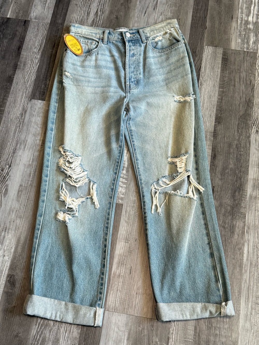 Cello Light Blue Distressed Boyfriend Jeans size 7
